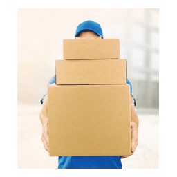 Courier carrying a stack of parcels
